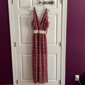 Long floral burgundy summer dress